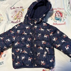 Jumping Beans Navy Unicorn Puffer Jacket